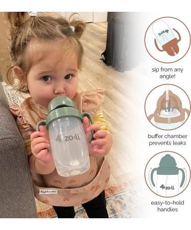 ZoLi BOT 2.0 Weighted Straw Sippy Cup - Spruce Green | Toddler Training & Transition Straw Cup with Handles - Buy Online on GoSupps.com