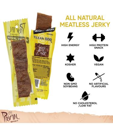 Primal Spirit Vegan Meatless Jerky Strips - High Energy High Protein Non-GMO 93% Fat-Free Snacks Vegan Jerky - 28g Pack - Buy Online on GoSupps.com