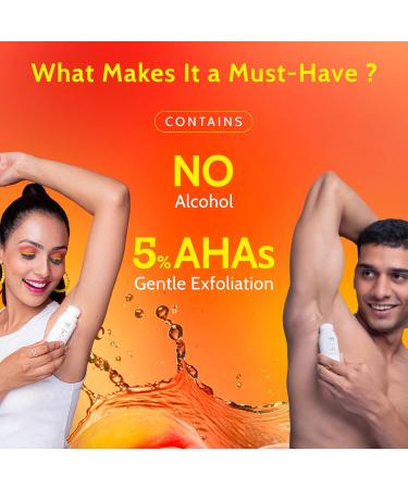 Under-Arm Roll-On Deodorant With 5% Lactic Acid & 1% Mandelic Acid Prevents Odour Brightens Skin & Exfoliates Underarm Long Lasting Peach Fragrance For Unisex 1.4 fl oz. 1.4 Fl Oz (Pack of 1) Peach - Buy Online on GoSupps.com