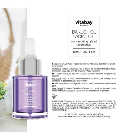 Bakuchiol Facial Oil: dry oil for facial care - anti-aging moisturizing regenerating thanks to Bakuchiol (alternative to retinol) squalane and vegetable oils 40 ml - Buy Online on GoSupps.com