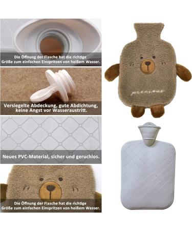 1L Heat Bottle with Plush Animal Cover - Washable PVC Hot Water Bag & Fluffy Heating Pillow for Cozy Warmth - Buy Online on GoSupps.com