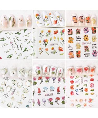 3 Large Sheets Water Transfer Flower Nail Art Stickers Spring Summer Style Nail Decals Self-Adhesive Flowers Nail Sticker Manicure Tips DIY Nail Art Nail Decorations for Women Girls 36 Small Sheets - Buy Online on GoSupps.com