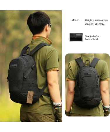 ArcEnCiel Motorcycle Backpack - Tactical Military Bag with Patch | Black - Buy Online on GoSupps.com