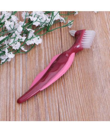 TSOLAY 6-part premium toothbrush with hard prosthesis brush cleaning brush multi-layered bristles and portable prosthesis double-side brush