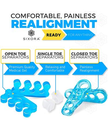Sixora Premium Gel Toe Separators for Overlapping Toes - Toe Straighteners, Spacers, Hammer Toe & Bunion Corrector - Correct Your Toes Naturally! - Buy Online on GoSupps.com