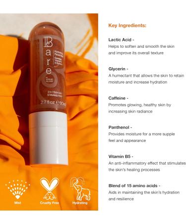 Bare By Vogue Hydrating Face Mist - 2in1 Skincare and Makeup Mist with Vitamin E & Glycerin - Suitable for Sensitive Skin Cruelty-Free - Facial Spray for Soft & Smooth Skin (80ml) - Buy Online on GoSupps.com