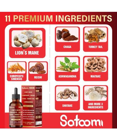 11in1 Mushroom Supplement Liquid Drops Brain Immunity & Energy Support - Mushroom Complex with Lion s Mane Reishi Turkey Tail Cordyceps Ashwagandha Maitake Shiitake - 1 FL Oz - 60 Day Supply - Buy Online on GoSupps.com