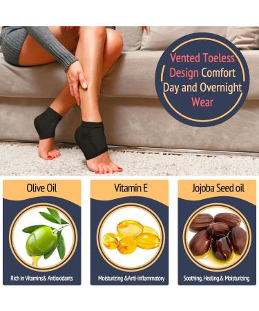 Cracked Heel Treatment Repair Socks - Premium Padded Compression Gel Sleeves for Dry Feet - 2 Pairs Spa Moisturizing Socks (One Size Fits Most - Buy Online on GoSupps.com