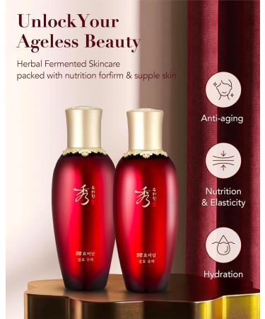 Sooryehan Hyobidam Fermented Skincare Gift Set Premium Korean Skin Care for Intense Hydration & Elasticity | Ginseng & Snow Fungus - 13.53 fl oz - Buy Online on GoSupps.com