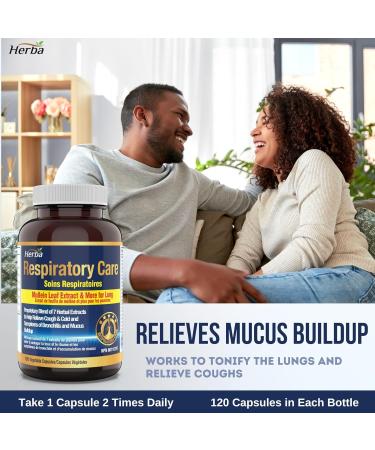 Herba Lung Supplement with Mullein Leaf Extract for Lung Cleanse and Detox 120 Capsules | Mucus and Phlegm Relief | Made in Canada | Respiratory Care - Buy Online on GoSupps.com