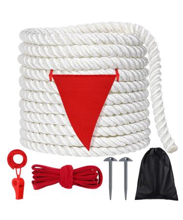 ELCOHO Tug War Rope Set Soft Polypropylene Tug War Rope with Flag Thick Rope Games for Kids Adult Outside Team Building Activities Family Reunion Backyard Lawn Games Picnic Games 15 Feet