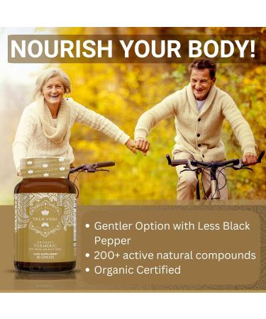 Certified Organic Turmeric Capsules with Black Pepper, Ginger, and High Strength Curcumin - 60 Count - Buy Online on GoSupps.com