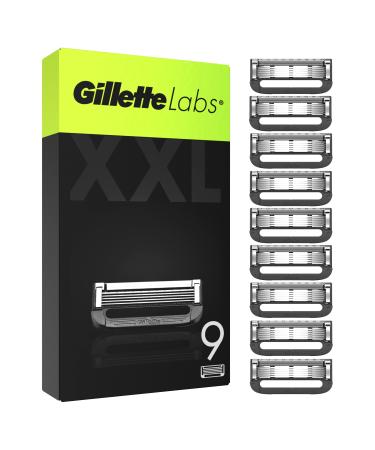 Gillette Labs Razor Blades Men, Pack of 9 Razor Blade Refills, Compatible with GilletteLabs with Exfoliating Bar and Heated Razor Razor Blades - Pack of 9