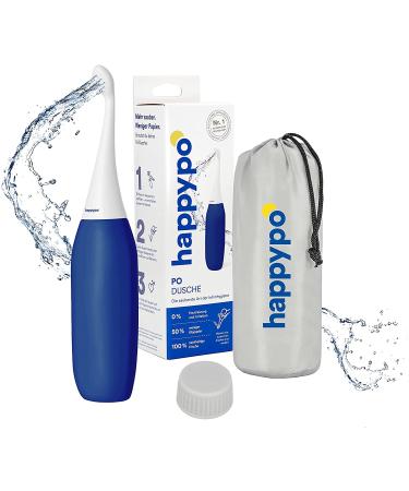 The Original HAPPYPO Butt Shower (Color: Dark Blue) l Portable Bidet with Travel Bag l Known from German Shark Tank l The Easy-Bidet 2.0 Replaces Wet Wipes l Portable Bidet for Travel