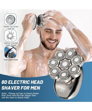 Glatens 6-in-1 Electric Razor for Men | IPX6 Waterproof Bald Head Shaver & Nasal Hair Trimmer | 8D Rotary Silver Grooming Kit - Buy Online on GoSupps.com