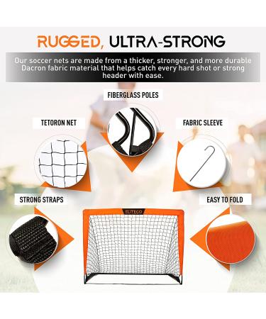 EliteGo Kids Soccer Goals Set of 2 - 4' x 3' Backyard Soccer Net in Orange - Buy Online on GoSupps.com