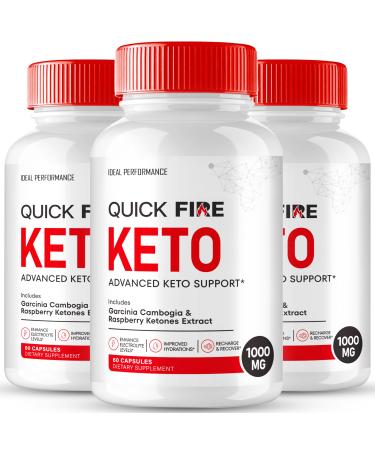 Quick Fire Keto Capsules QuickFire Advanced Formula Supplement Pills - Maximum Strength Quick Fire Health and Wellness Capsules All Natural Keto Pills QuickFire Keto Reviews (3 Pack)