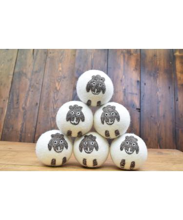 Pachamama Handmade XL Wool Tumble Dryer Balls 7cm 6 Pk Reduce Drying Time Save Energy Fabric Soften Reduce Static Reduce Wrinkles Unscented Long Life - Cute Sheep Pattern Felted by Hand Fair Trade - Buy Online on GoSupps.com