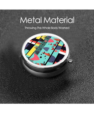 Geometric Patterns Round Pill Box | Portable 3 Compartment Organizer for Travel - Ideal Travel Accessory - Buy Online on GoSupps.com