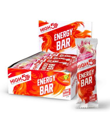 HIGH5 Energy Bars - High Carb Energy Bars Real Fruit Oat Bars - Healthy Snacks Snack Bars Multipack for Training & Racing - Raspberry & White Chocolate - pack of 12x55g