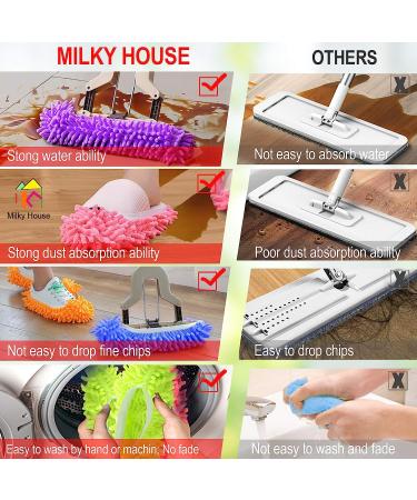 Microfiber Mop Slippers - 10 Pack, Washable & Reusable, Multicolored - Perfect for Sweeping & Polishing Floors in House, Office, Bathroom & Kitchen - Men & Women - Buy Online on GoSupps.com