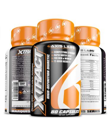 Axis Labs | Xtract High-Definition Diuretic | Rapid Water Loss | Reduce Bloating | Competition Strength for Men and Women | Bodybuilders and Fitness Models | 20 Servings Per Bottle | 80 Capsules