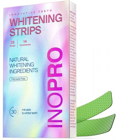 InoPro Teeth Whitening Strips - Peroxide Free Whitening Strips - Whitening Without The Harm - Deep Stains Removal - Whitening for Sensitive Teeth - 14 Treatments, 28 Strips