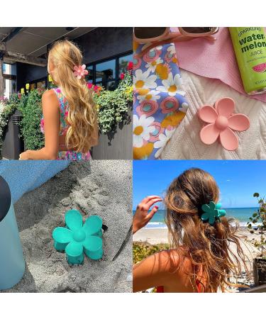 MiDoDo Hawaiian Flower Hair Clips for Women 4 Pack Flower Hair Claw Clips Plumeria Claw Clips for Thin Hair Large Claw Clips for Thick Hair Beach Tropical Hair Accessories for Girls Blue Pink - Buy Online on GoSupps.com