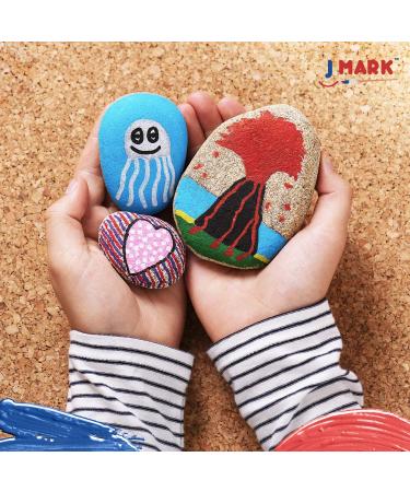 J MARK Premium Rock Painting Kit - 42 Piece Bundle with Acrylic Paint Markers, Glow in The Dark, Metallic Paints, Stickers, Gems, Googly Eyes, Glitter Glues Palette - Buy Online on GoSupps.com