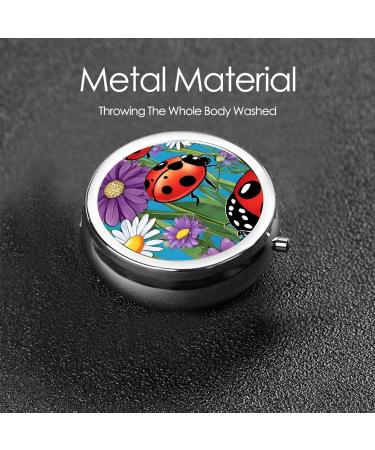 Colorful Ladybird Mini Round Pill Box - 3 Compartment Portable Organizer for Home Office & Travel - Buy Online on GoSupps.com