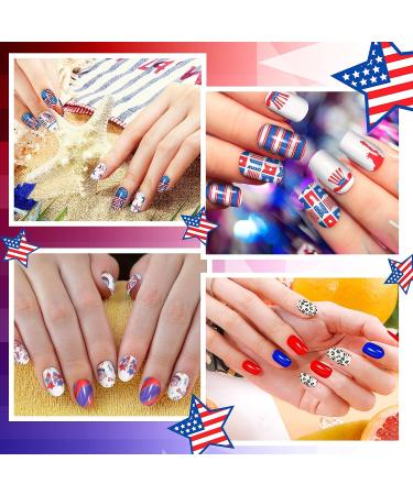 Patriotic American Flag Nail Wraps - 12 Sheets Independence Day Nail Strips with Nail Buffer File - Memorial Day Nail Stickers - Vivid Design - Buy Online on GoSupps.com
