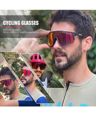 KAPVOE Polarized Cycling Glasses with 4 Interchangeable Lenses | TR90 Sports Sunglasses for Men and Women - Running Sunglasses 01 - Buy Online on GoSupps.com