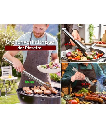Premium 60cm Stainless Steel Kitchen Tweezers & Grill Tongs - Reversible Design for Precision Cooking - Shop Internationally - Buy Online on GoSupps.com