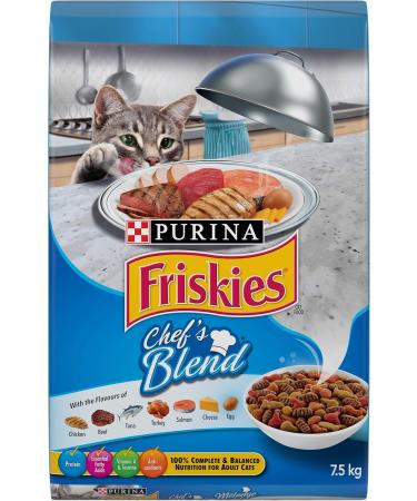 Friskies Chef's Blend Dry Cat Food (7.5 kg Bag) + Friskies Purina Shredded Super Pack Cans (156 g Pack of 32) Cat Food + Super Pack Cat Food - Buy Online on GoSupps.com