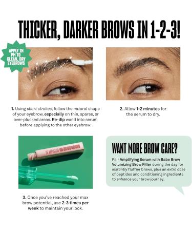 Babe Original Babe Brow Amplifying Serum - Fuller & Thicker Looking Eyebrows Brow Enhancing Serum with Castor Oil Biotin Repairing Amino Acids | 3mL 4-month Supply - Buy Online on GoSupps.com