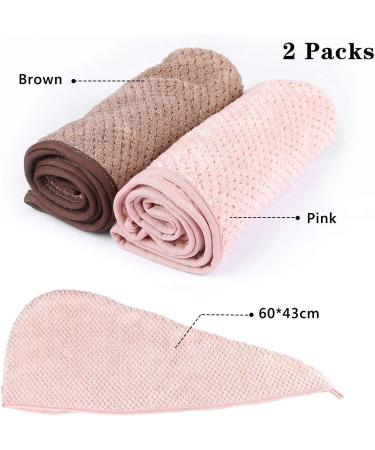 Buy IWOBI Turban Hair Drying Towel Set - 2 Microfiber Hair Turbans with Button | Perfect for Long Hair | Fast International Shipping - Buy Online on GoSupps.com