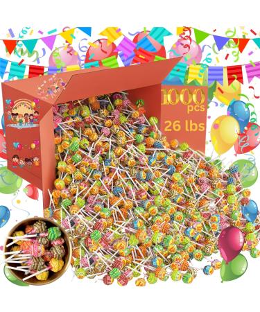 Fresh Original Gourmet Lollipops 1000 Count 26 lbs Original and Cream Swirl Medley Ideal for Easter Valentine's Day Birthday Parties Treat for Kids & Families