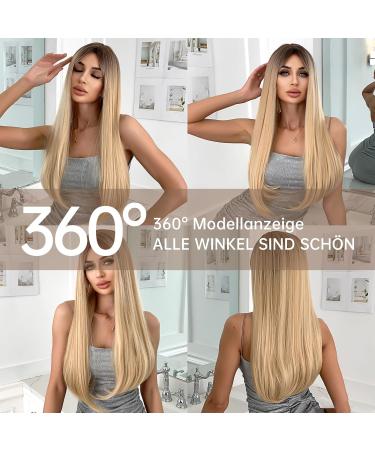 Testar 26 Inch Ombre Blonde Wig - Long Straight Synthetic Heat-Resistant Hair for Women & Girls | Perfect for Daily Cosplay - Buy Online on GoSupps.com