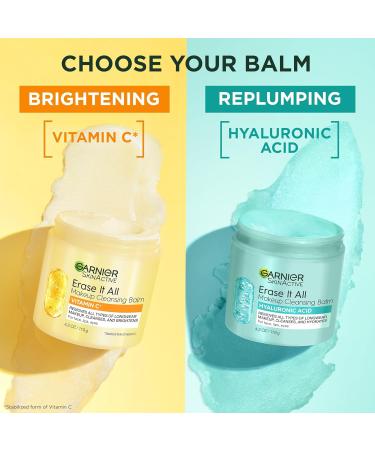 Garnier Erase It All Makeup Cleansing Balm with Vitamin C, Brightening Facial Cleanser and Makeup Remover, 4.2 Oz 4.2 Ounce (Pack of 1) - Buy Online on GoSupps.com