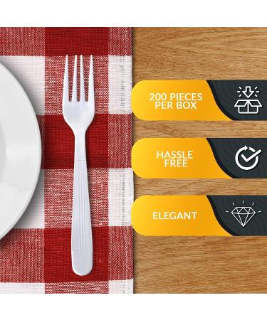 PAMI Heavy Weight Disposable Plastic Forks 200-Pack - Deluxe White Silverware for Parties, Weddings & Catering - Bulk King Size Forks for Takeaway & Food Stands - Buy Online on GoSupps.com