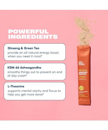 Love Sweat Fitness Pep Rally Energy Boost | Clean Natural Caffeine Drink Mix | 100mg Green Tea + Ginseng | Tangerine Flavor | Vegan Gluten Free Non-GMO | 15 Servings - Buy Online on GoSupps.com
