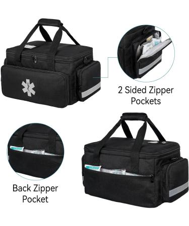 Jamiukro Big First Aid Bag | Empty Emergency Nurse Punch & Medication Travel Bag | Black Medical Storage Solution - Buy Online on GoSupps.com