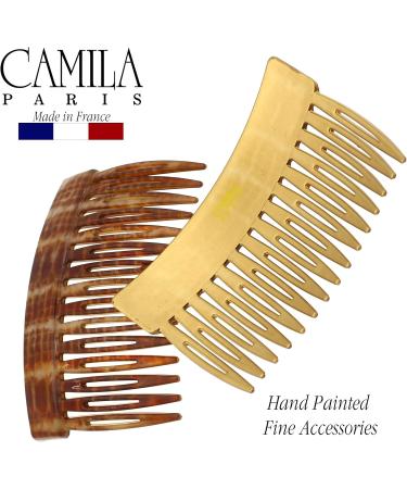 Camila Paris CP2943 French Hair Side Comb 3 inch Small Brown Flexible Durable Cellulose Hair Combs Strong Hold Hair Clips for Women No Slip Styling Girls Hair Accessories Made in France - Buy Online on GoSupps.com