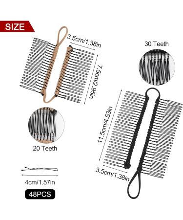 Banana Hair Clip 2 Pieces 20 and 30 Teeth Banana Comb Clips with 48 Small Hair Clips Stretchy Hair Accessories for Thick Wave-Shaped Tangled Natural Curly Hair - Buy Online on GoSupps.com