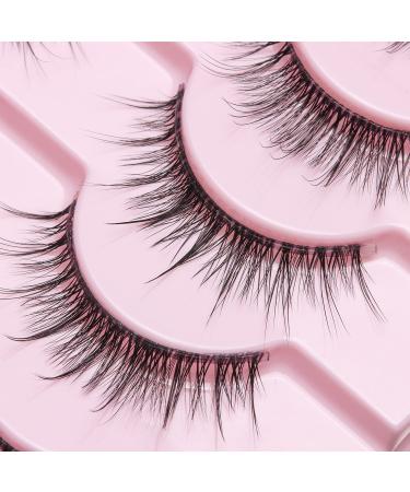 gootrades Short False Eyelashes 10 Pairs - Natural Look, Clear Band, 10mm Small Wispy Cat Eye Lashes for Everyday Wear, Hooded Eyes, Glasses Wearers - Buy Online on GoSupps.com