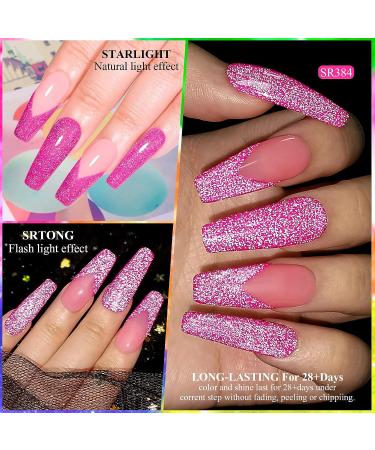 MEET ACROSS Neon Reflective Glitter Gel Nail Polish Set - Shimmery Sparkly Gel Art Varnish Kit for DIY Manicure - Soak Off LED Lamp Included - Buy Online on GoSupps.com
