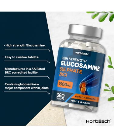 Glucosamine Sulphate 2KCl 1500mg | 360 Tablets | High Strength Joint Care Supplement by Horbaach - Buy Online on GoSupps.com