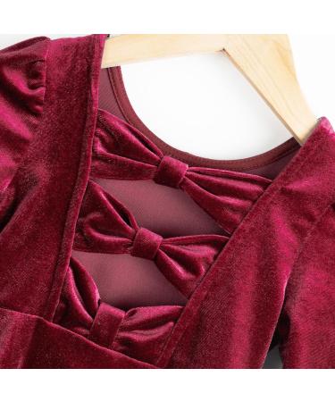 Miipat Baby Girls Velvet Dress | Long Sleeve Fall Winter Elegant Princess Dress 4-5 Years Red - Buy Online on GoSupps.com