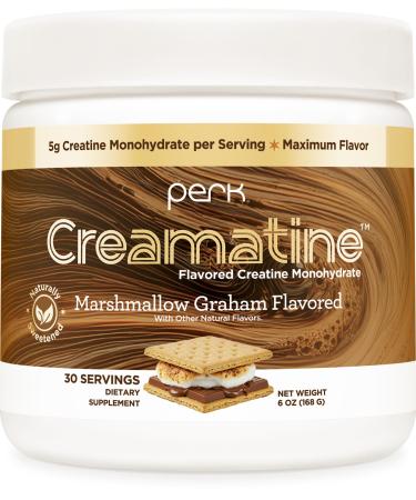 Perk Creamatine (Marshmallow Graham) 30 Servings - Flavored Creatine Monohydrate 5g of Creatine per Serving Naturally Sweetened Zero Sugar Gluten-Free Soy-Free