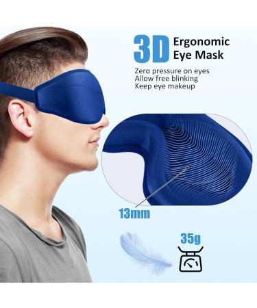 Premium Sleep Mask for Men & Women - Adjustable Eye Mask for Pressure Relief Deep Sleep & Travel - Lightweight with Earplugs - Blue - Buy Online on GoSupps.com